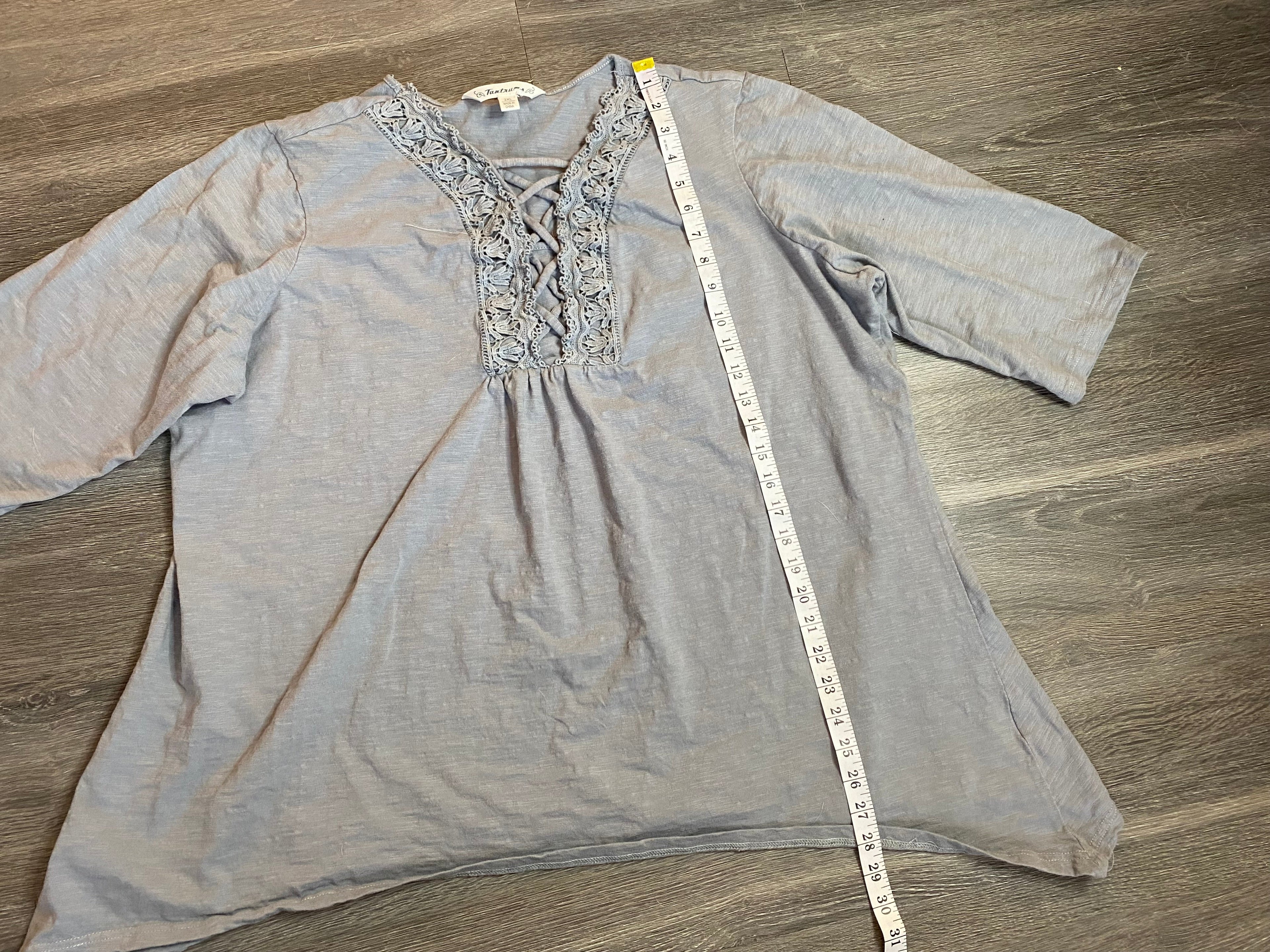 Masc Gray Lace Up Top