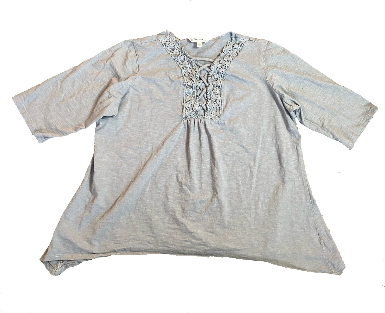 Masc Gray Lace Up Top