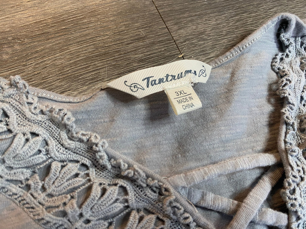 Masc Gray Lace Up Top