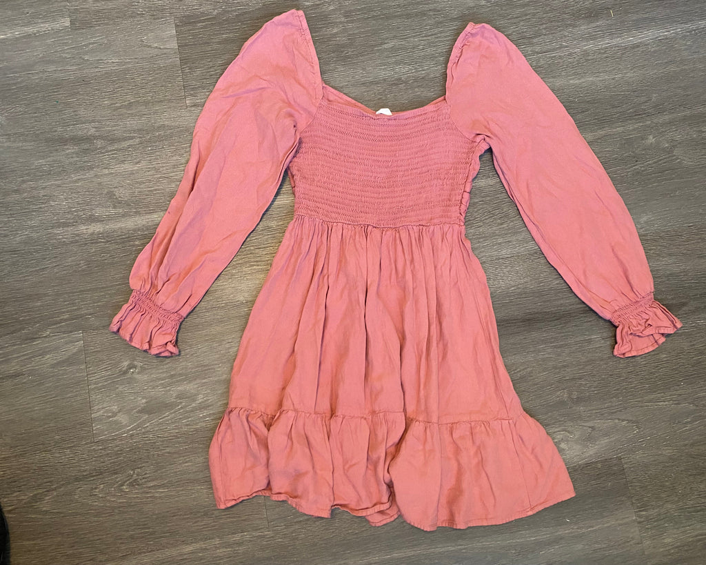 Pink Puffed Sleeve Dress