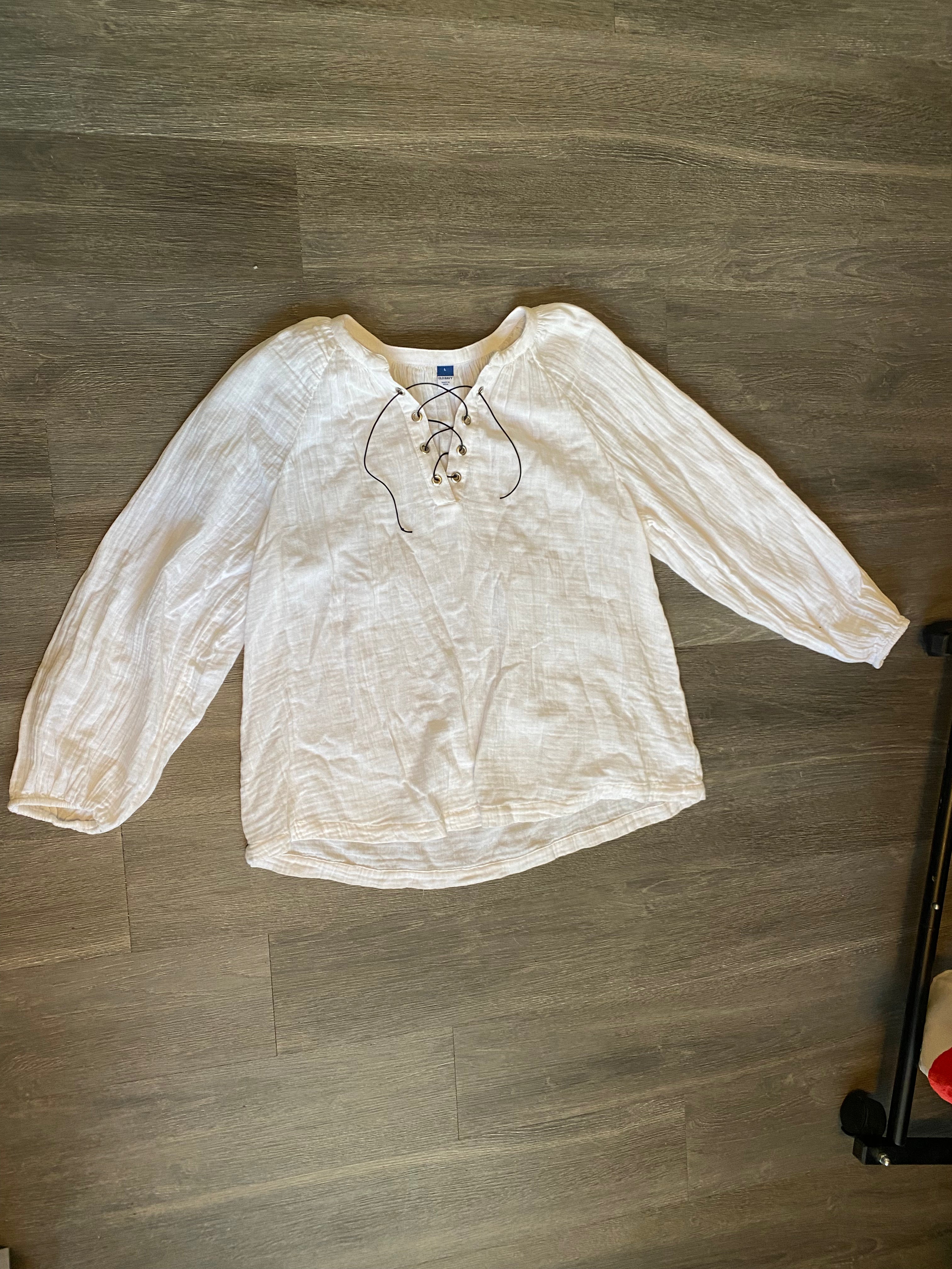 White Base Lace Up Shirt