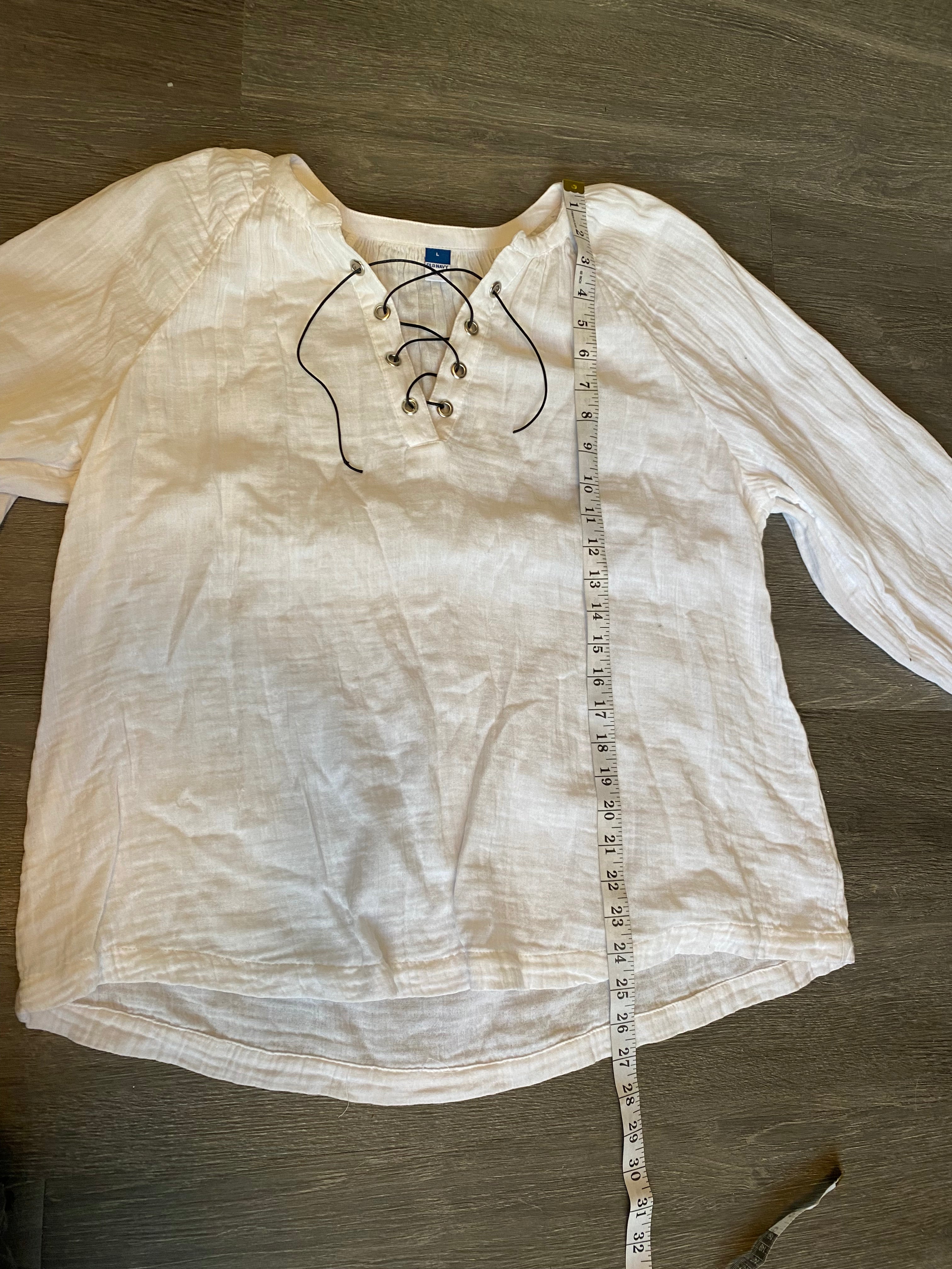 White Base Lace Up Shirt