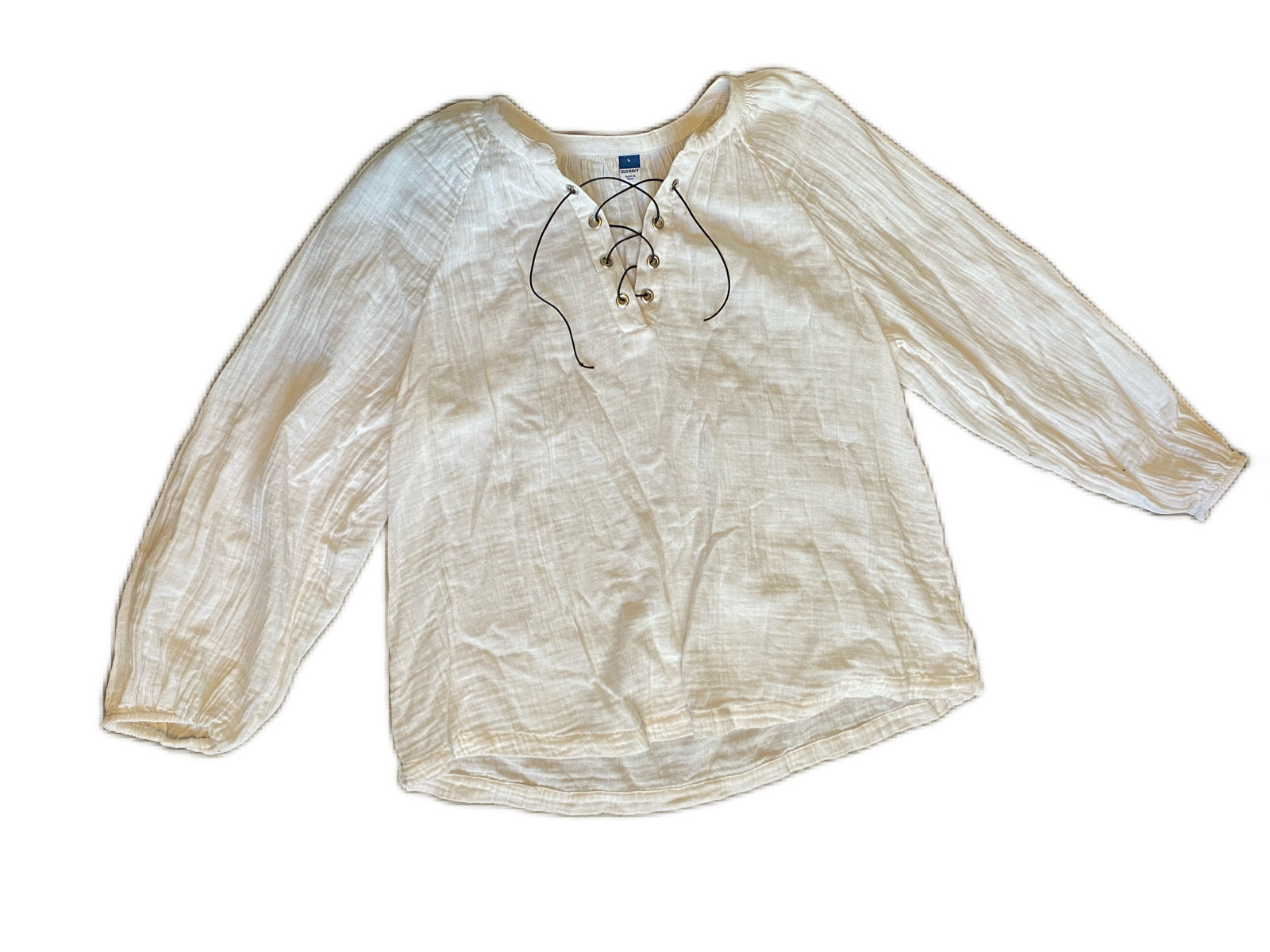 White Base Lace Up Shirt